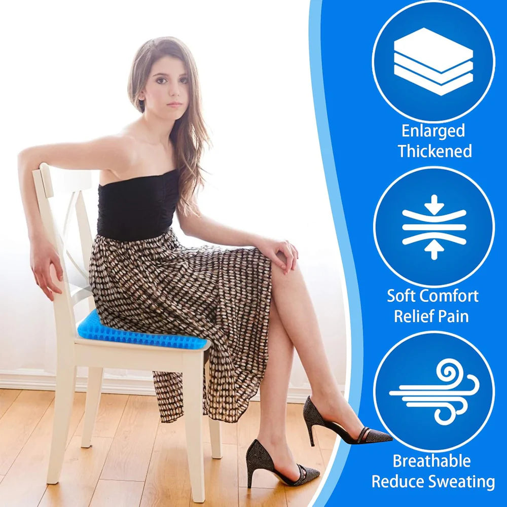 Double-Thick Honeycomb Gel Seat Cushion (Large Size) All day Comfort While Working