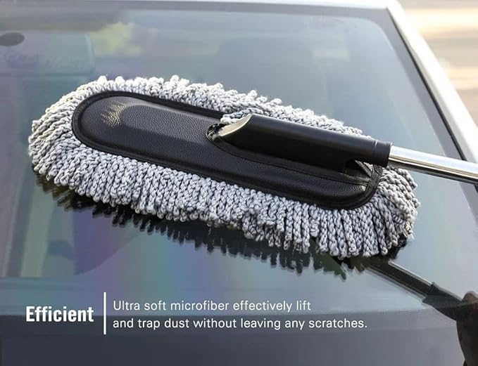 Car Duster, Extendable Long Handle Microfiber Exterior Scratch Free Car Cleaning Tool