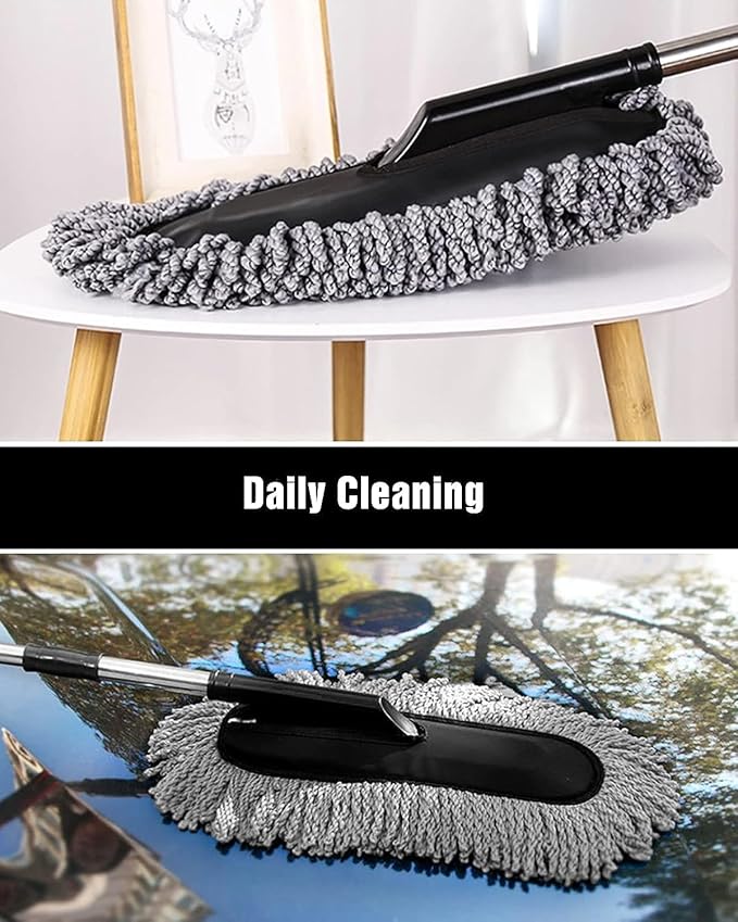 Car Duster, Extendable Long Handle Microfiber Exterior Scratch Free Car Cleaning Tool