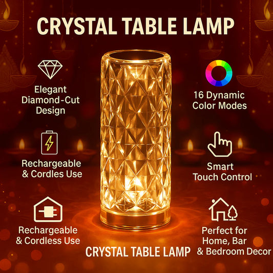 Crystal LED Touch Diamond Table Lamp - 16 Colors