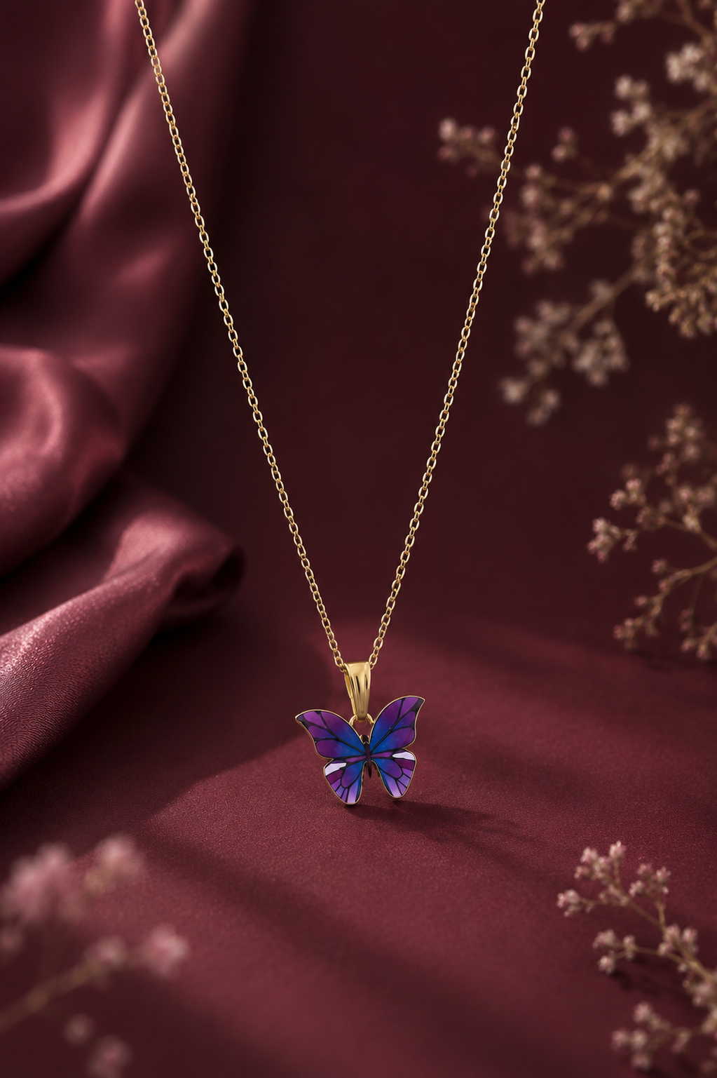 Everlasting blue butterfly necklace