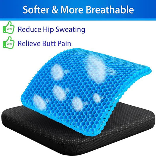 Double-Thick Honeycomb Gel Seat Cushion (Large Size) All day Comfort While Working