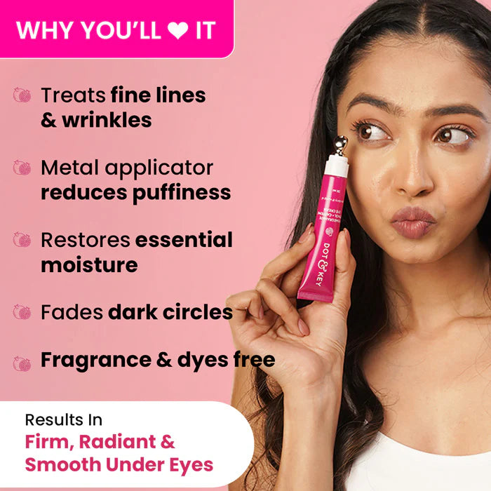 Pomegranate Retinol + Caffeine Eye Cream, Coffee Cherry & Rosehip Oil, Depuffs Under Eyes