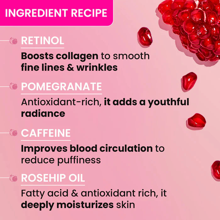 Pomegranate Retinol + Caffeine Eye Cream, Coffee Cherry & Rosehip Oil, Depuffs Under Eyes