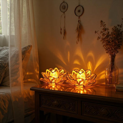 Crystal Lotus LED Diya for Home, Mandir & Diwali Decor