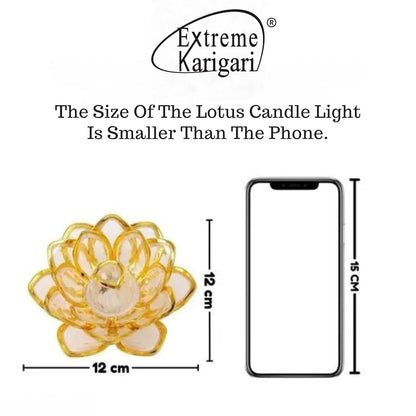 Crystal Lotus LED Diya for Home, Mandir & Diwali Decor