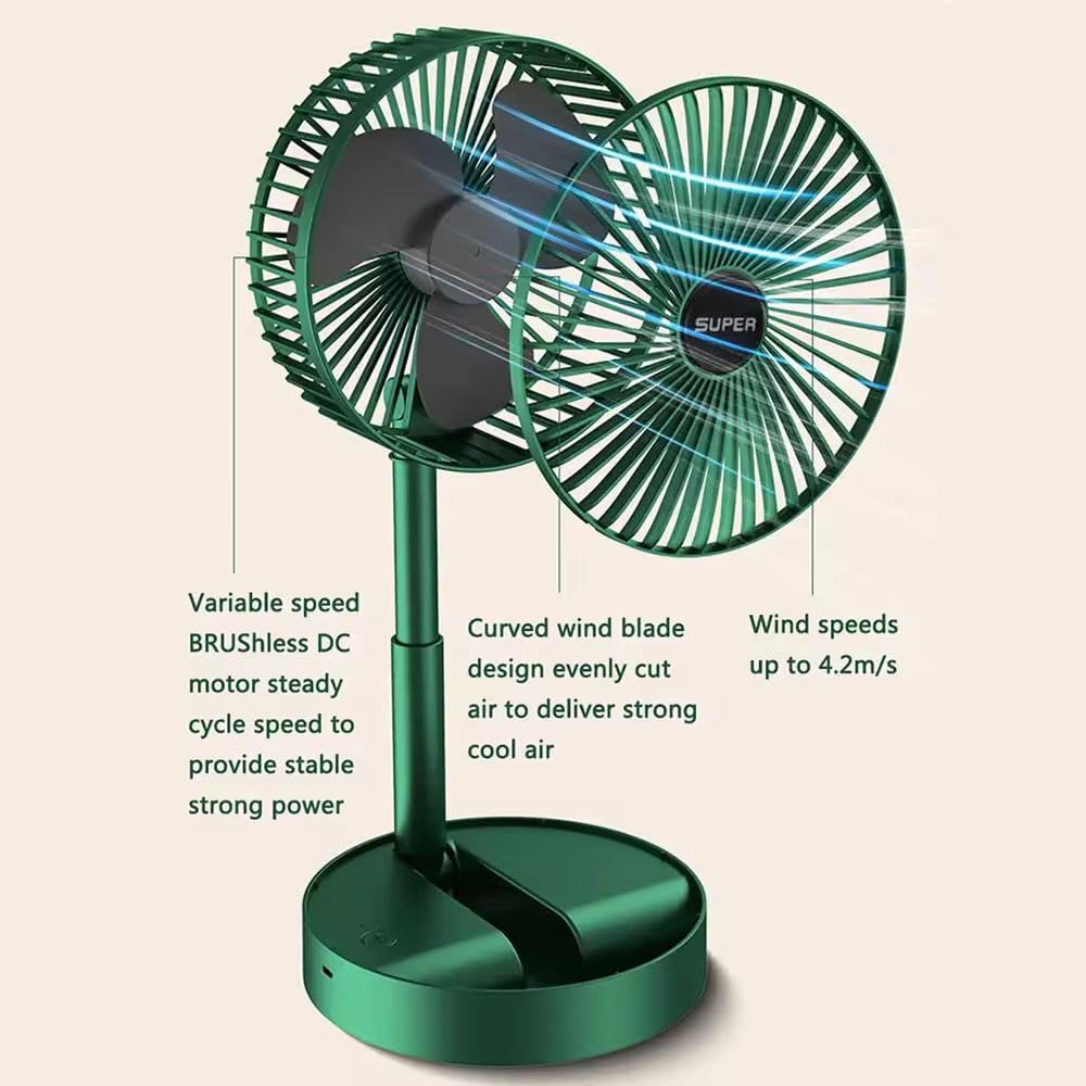 Everlasting Foldable Mini Desk Fan – Adjustable Height & Angle Table Fan (1 Pc)