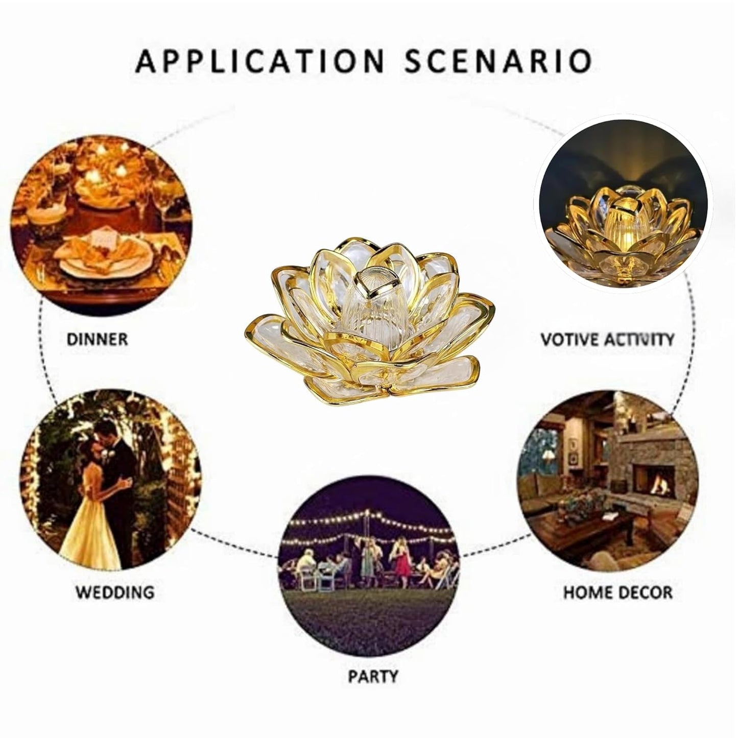 Crystal Lotus LED Diya for Home, Mandir & Diwali Decor