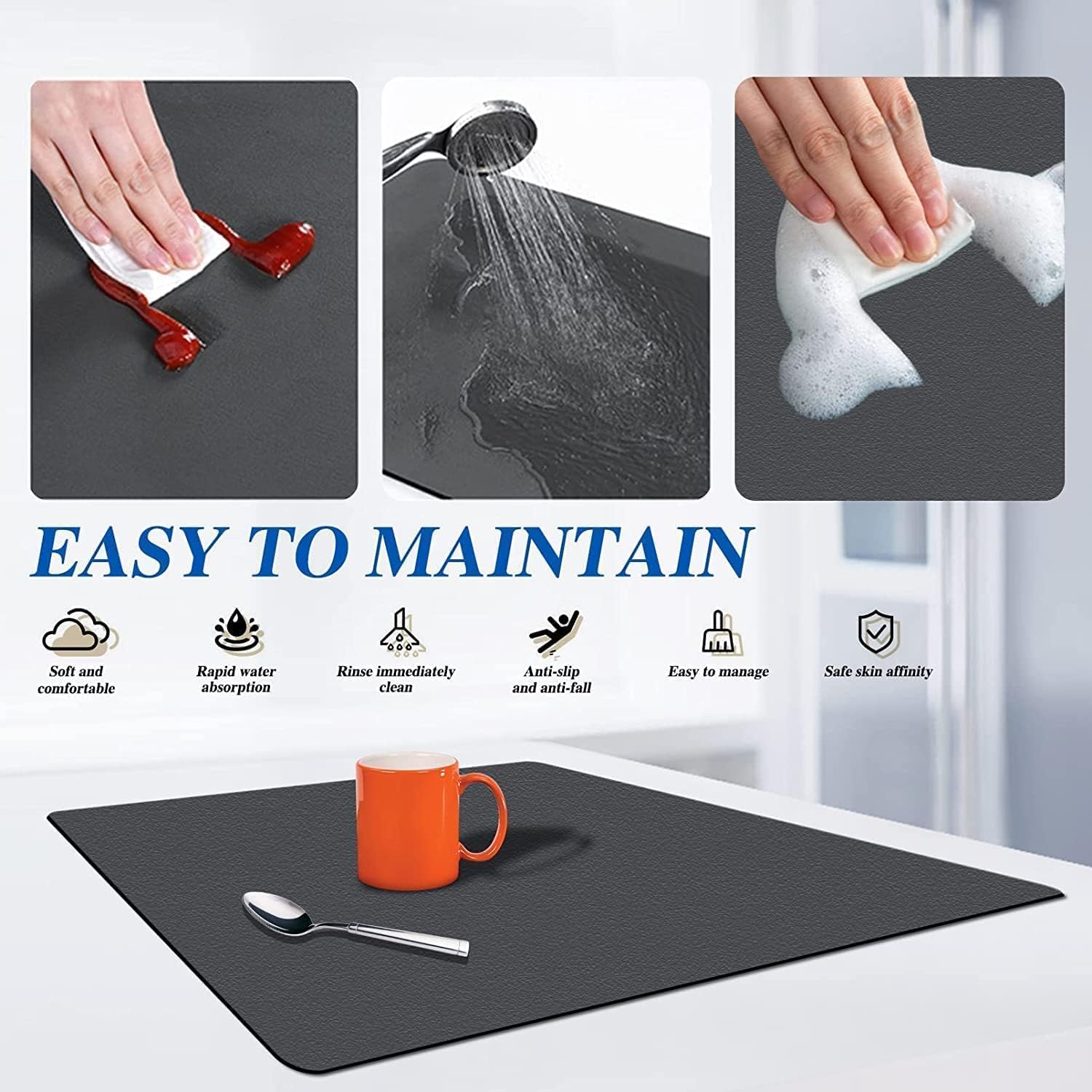 Everlasting Super Water Absorbent Quick Dry Mat with Anti-Slip Rubber Backing