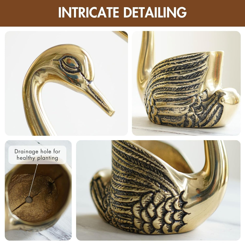Pair of Swan Candle Holder with Giftbox for Home Decor, Gold