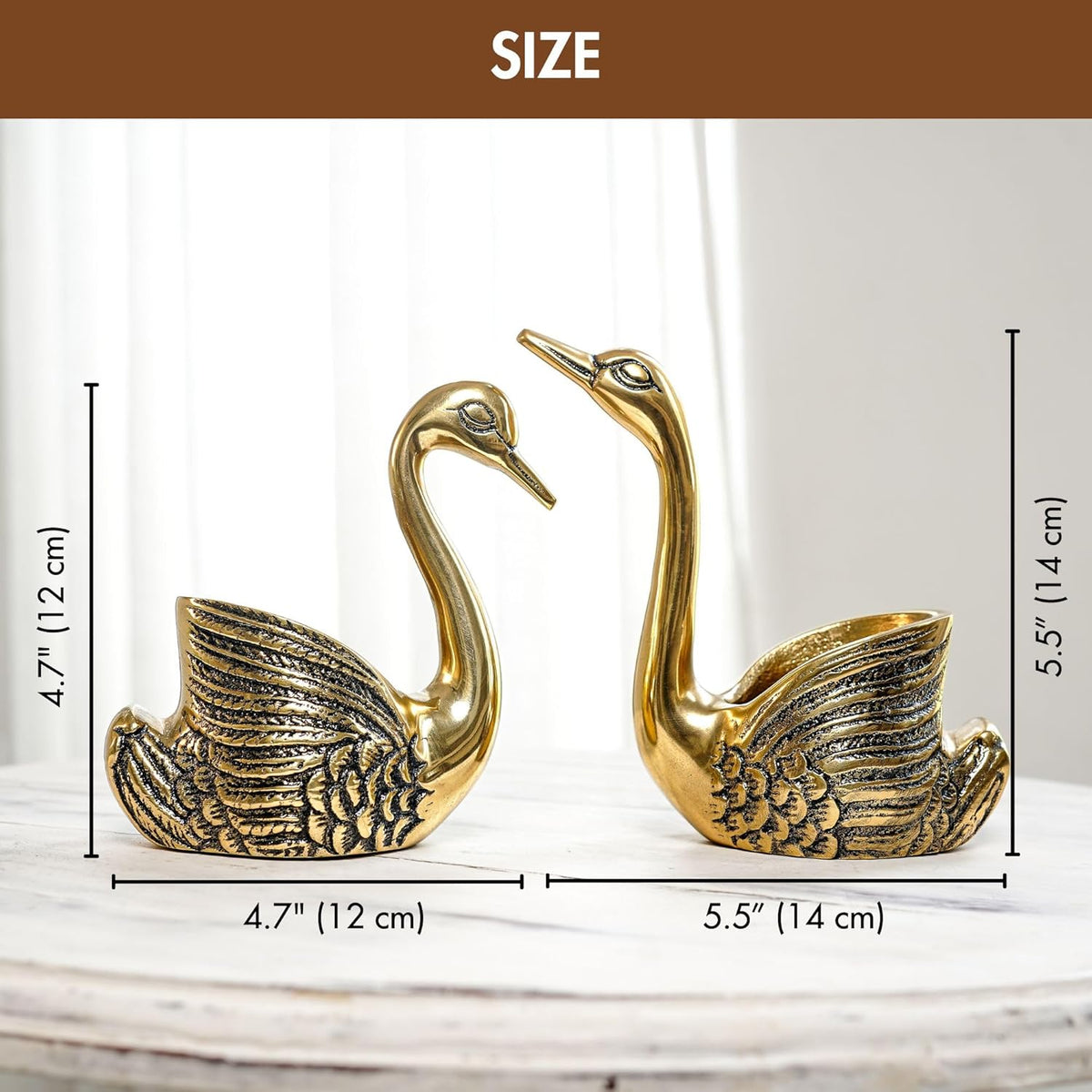 Pair of Swan Candle Holder with Giftbox for Home Decor, Gold