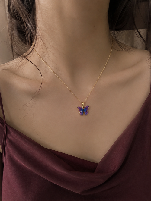 Everlasting blue butterfly necklace