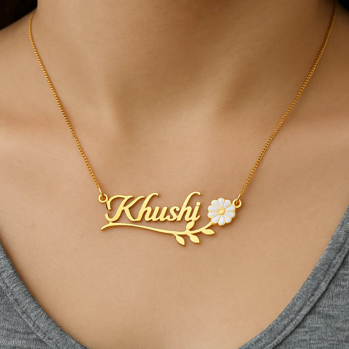 Everlasting White Flower Name Necklace