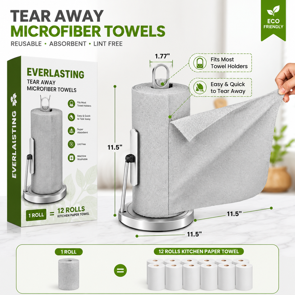 Everlasting Microfiber Cleaning Cloth Roll