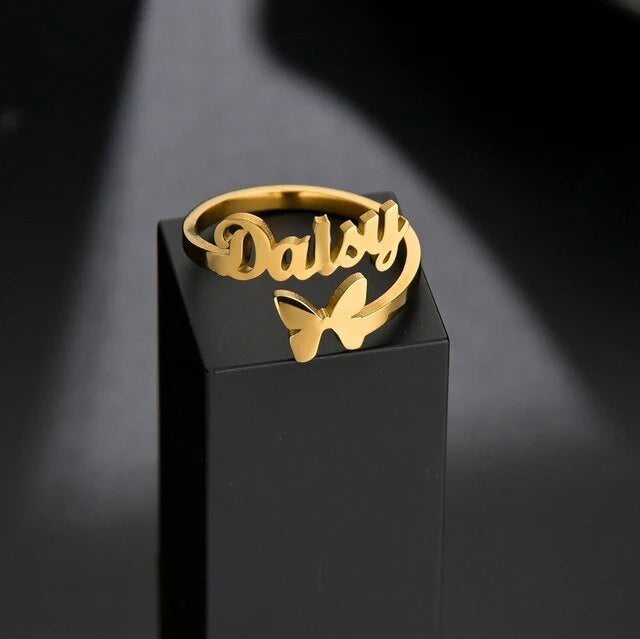 Everlasting Butterfly Name Ring