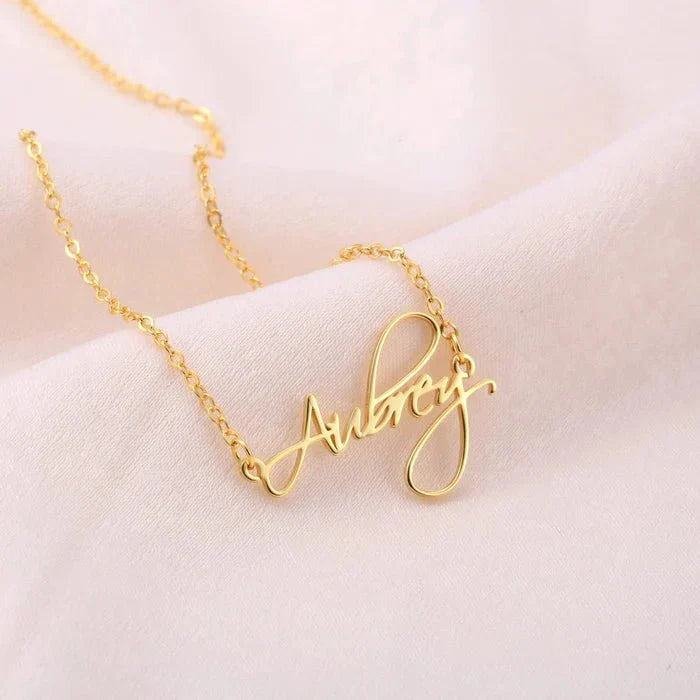 Everlasting Gold Plated Curlicue Name Necklace