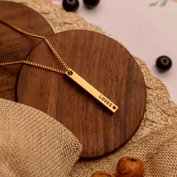 Everlasting Gold Plated Personalized 3D Bar Pendant