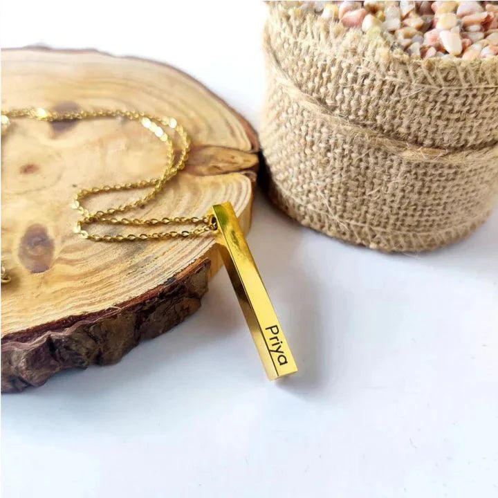 Everlasting Gold Plated Personalized 3D Bar Pendant