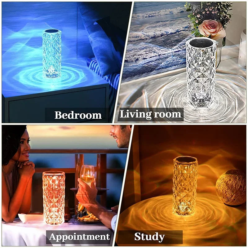 Crystal LED Touch Diamond Table Lamp - 16 Colors