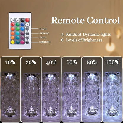 Crystal LED Touch Diamond Table Lamp - 16 Colors