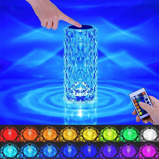 Crystal LED Touch Diamond Table Lamp - 16 Colors